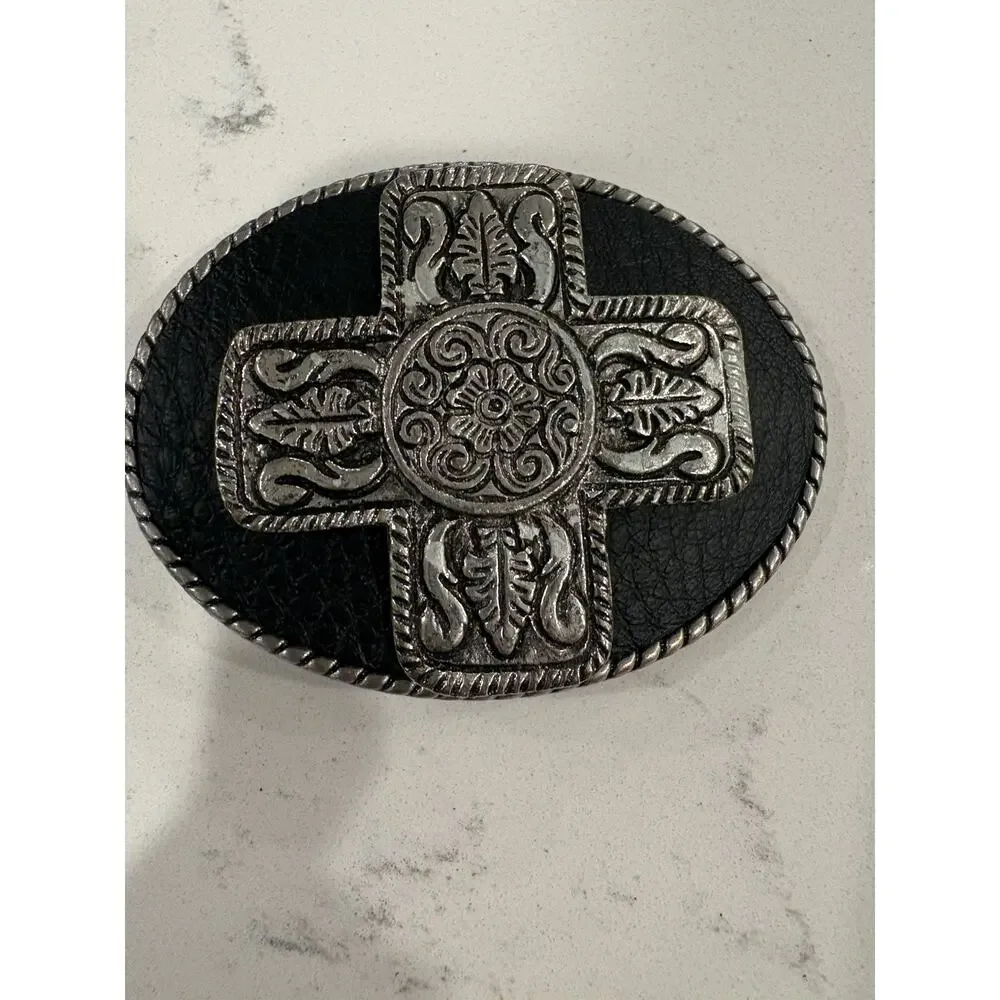 Vintage Pewter/Leather Ivan Belt Buckle